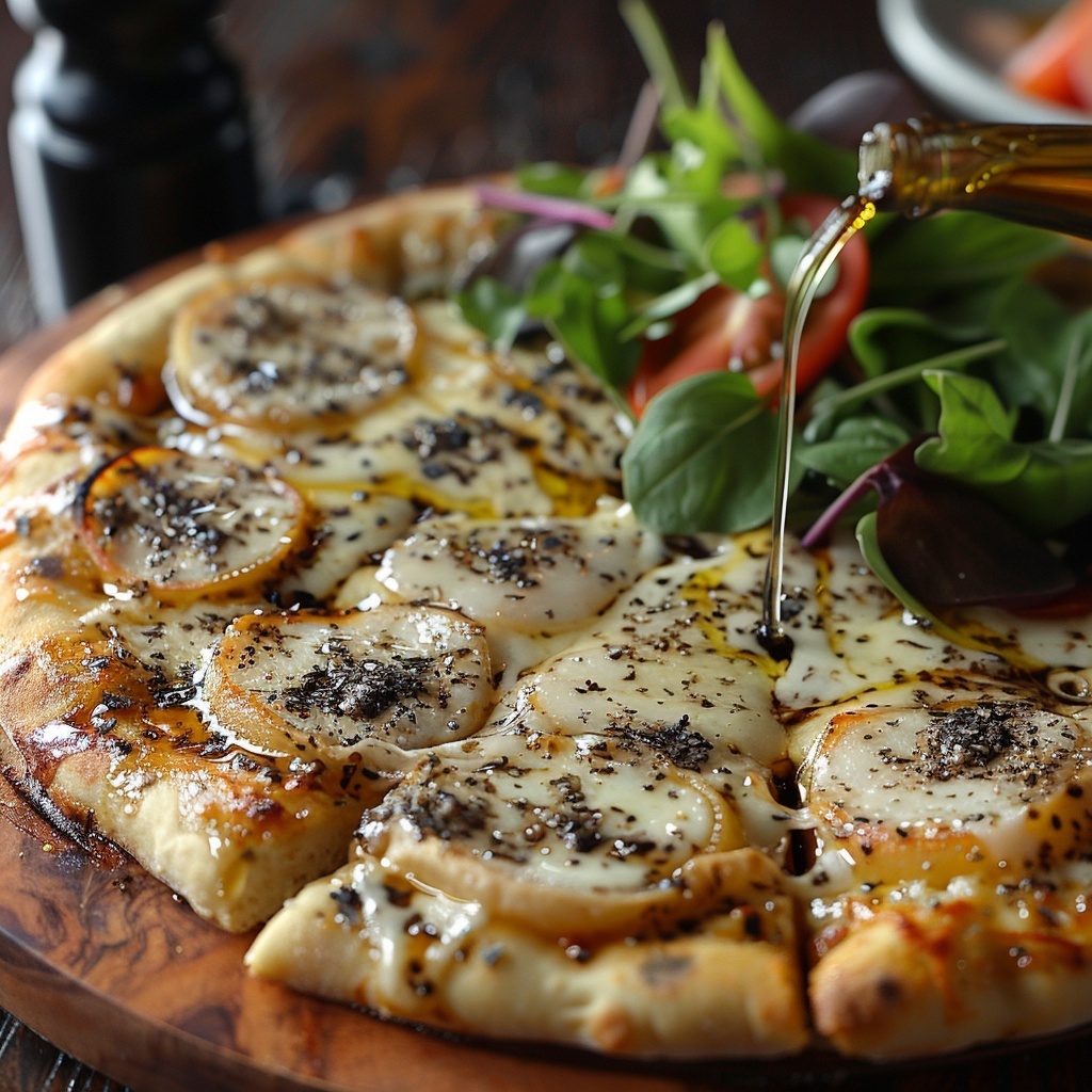 Pizza quattro formaggi met truffelolie