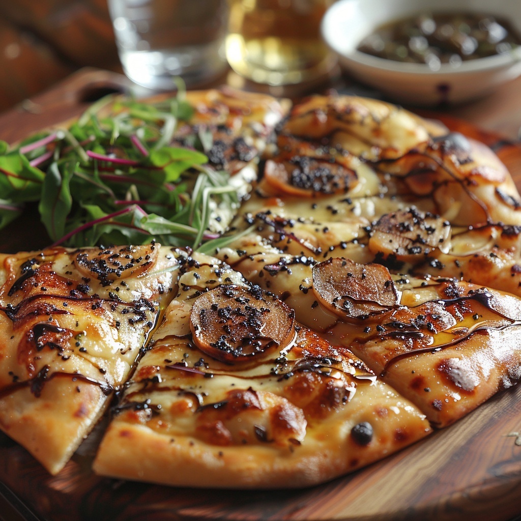 Pizza quattro formaggi met truffelolie