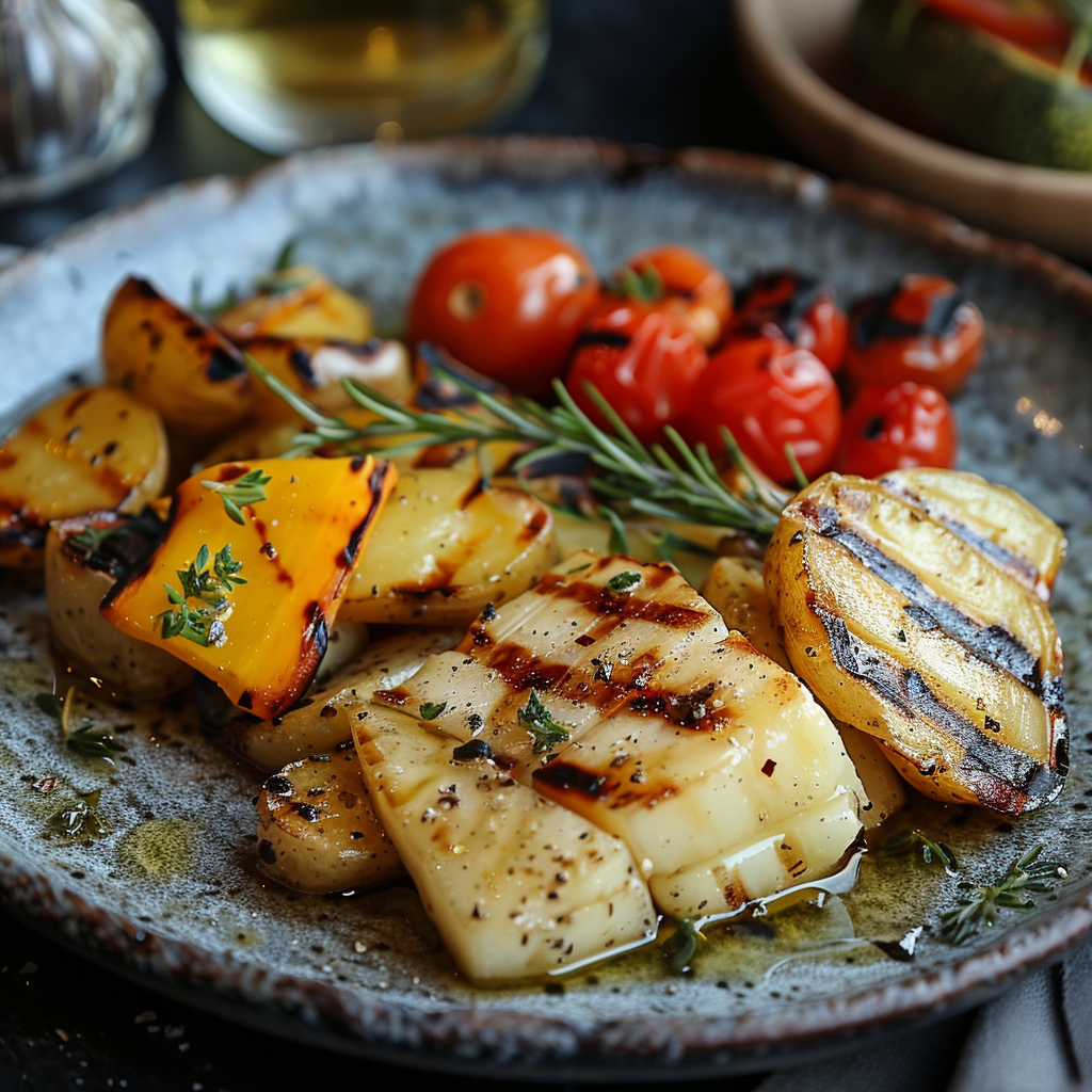 Raclette met gegrilde groenten en aardappelen