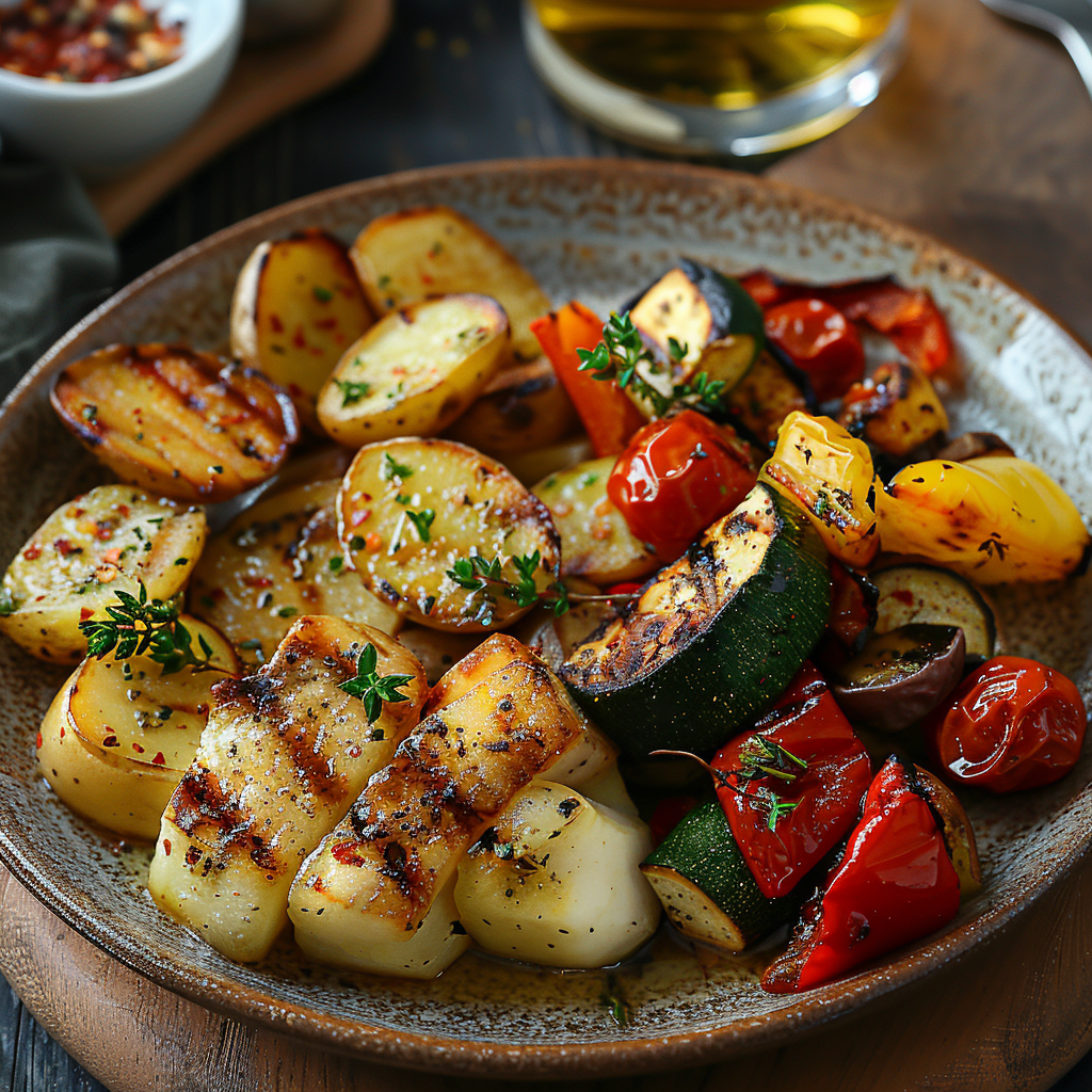 Raclette met gegrilde groenten en aardappelen