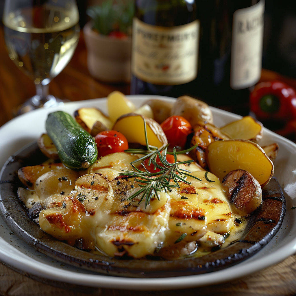 Raclette met gegrilde groenten en aardappelen
