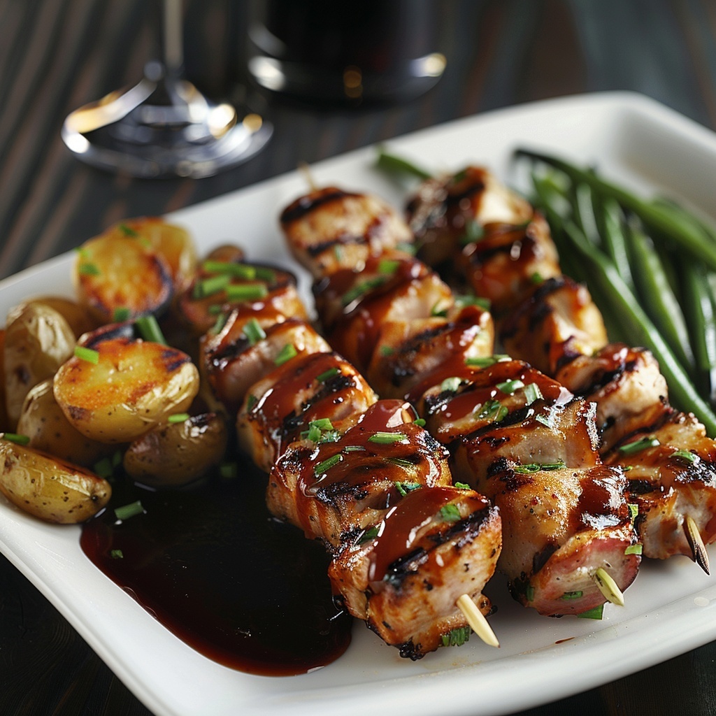 Varkenshaasspiesjes met spek wrap en barbecuesaus