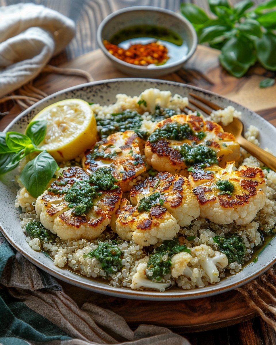 Bloemkoolsteak met chimichurri en quinoa