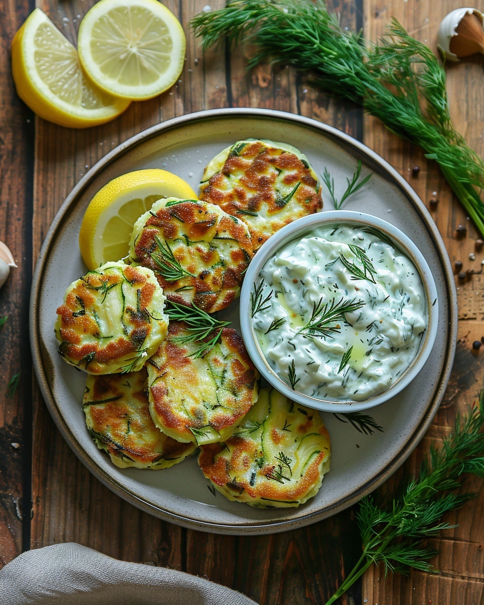 Courgettekoekjes met tzatziki dip