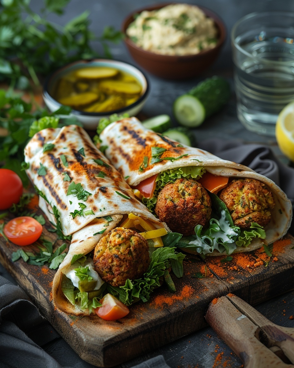 Falafelwrap met hummus en frisse salade