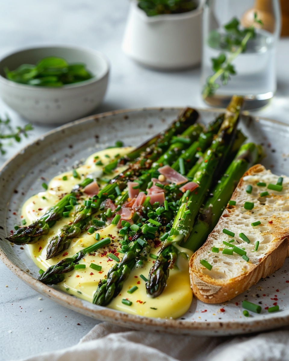 Gegrilde asperges met parmaham en Hollandaise