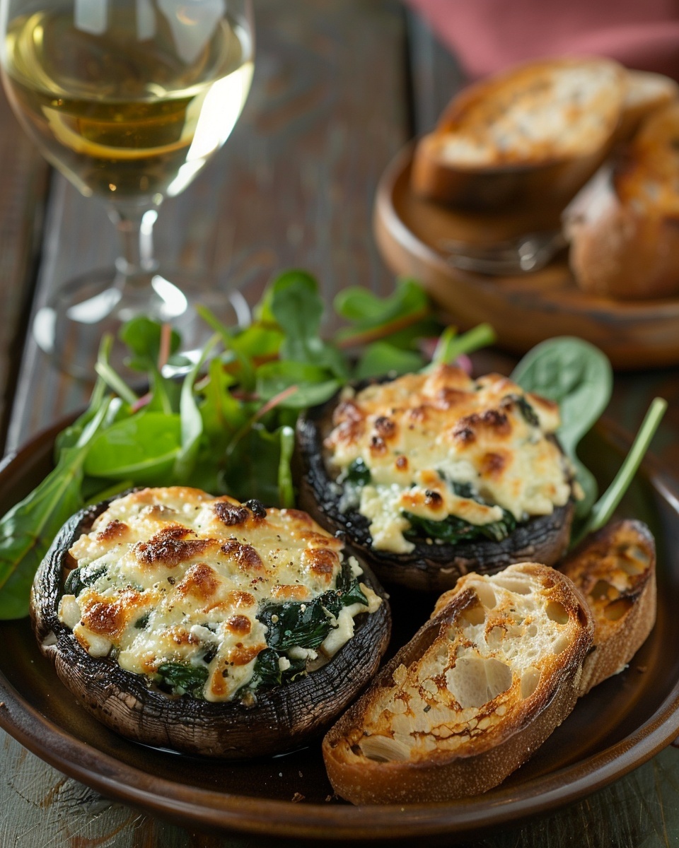 Gevulde portobello’s met spinazie en geitenkaas