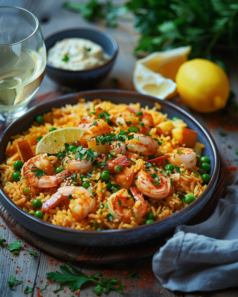 Groente-paella met saffraan en paprika