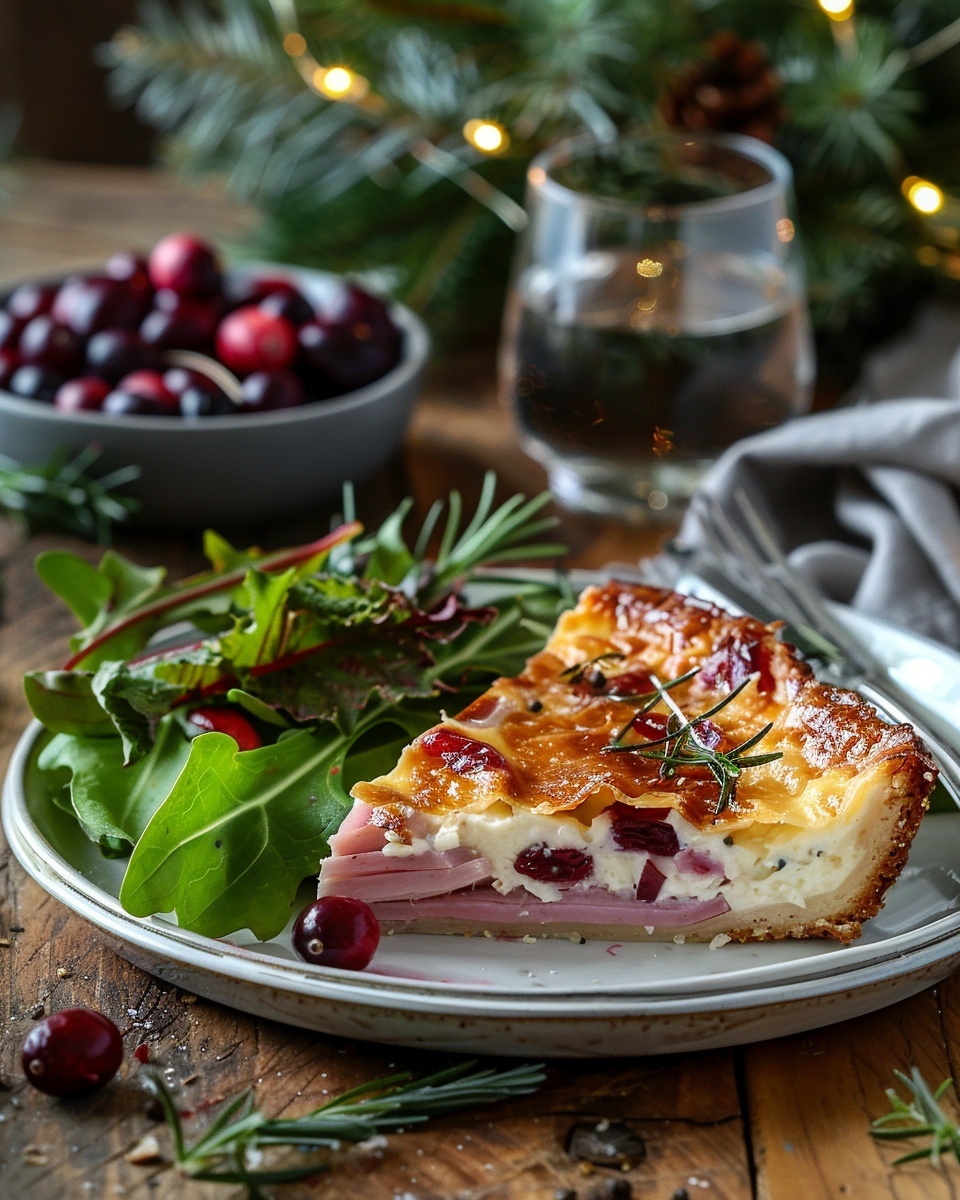 Hartige cake met ham, brie en cranberry