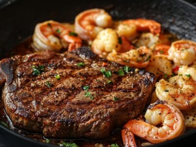 Luxe Ribeye Garnalen Skillet: Smullen Maar!