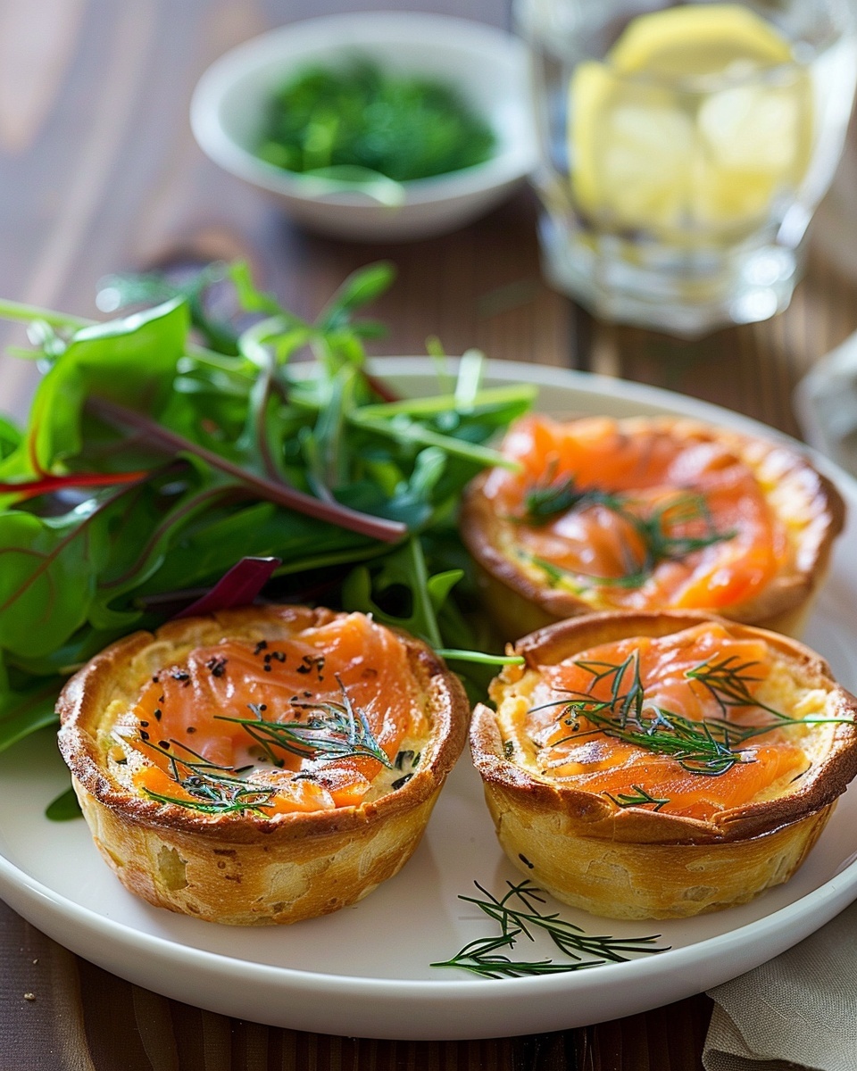 Mini-quiches met gerookte zalm en dille