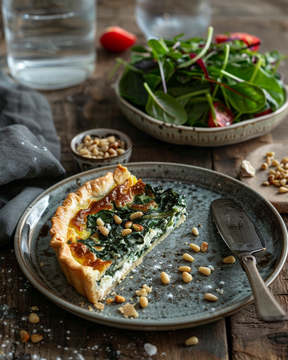 Spinazie-ricottataart met pijnboompitten