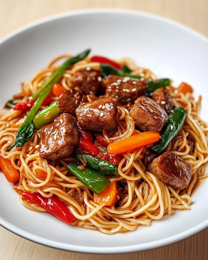 Biefstuk Noodles Groenten