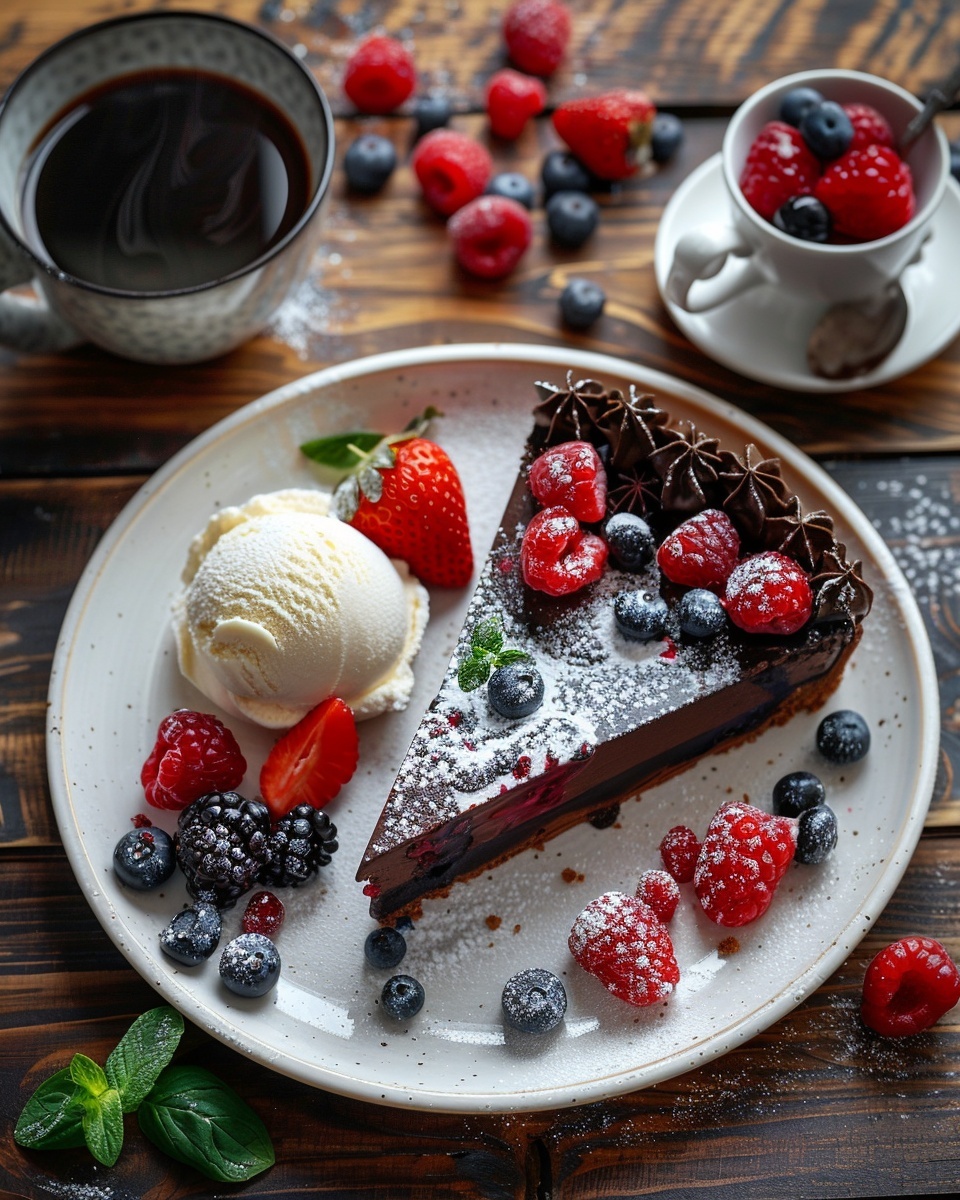 Chocoladetaart met ganache en rood fruit