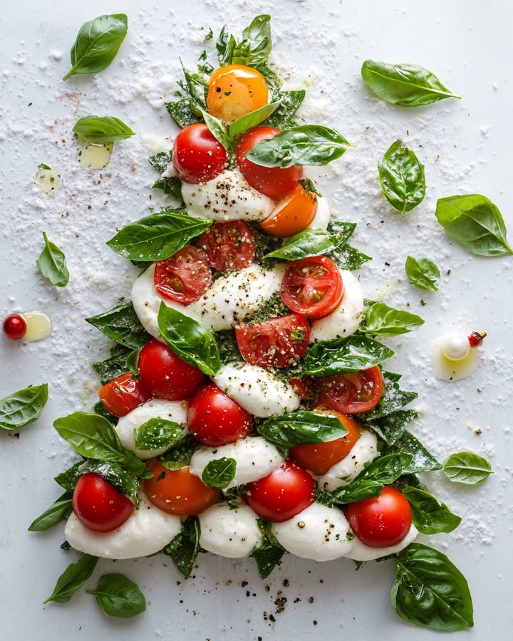 Kerstboom Caprese Hapjes