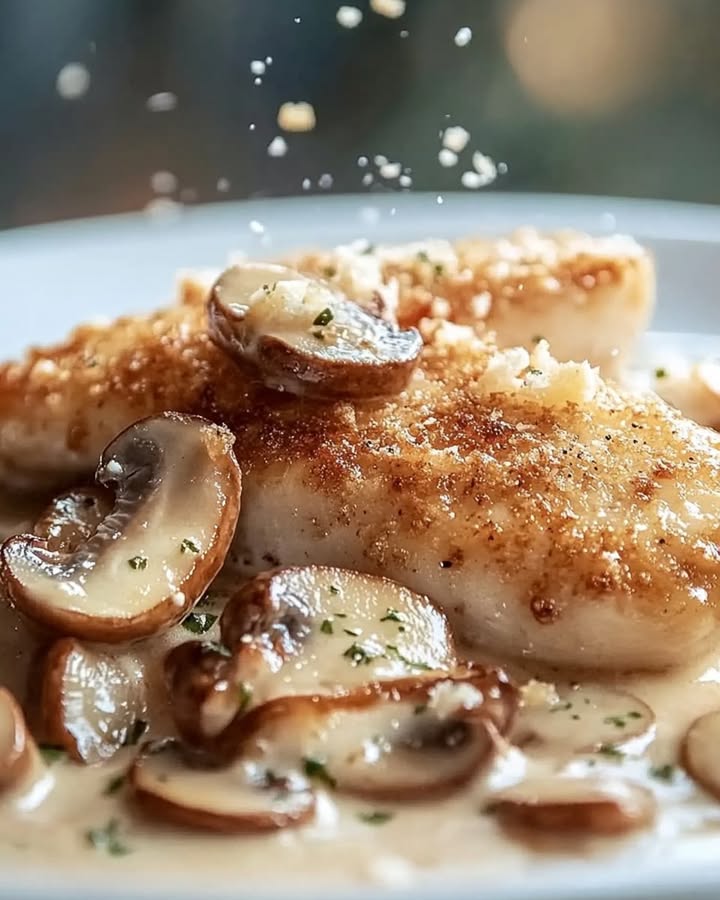 Knapperige Champignonparmesan Kip