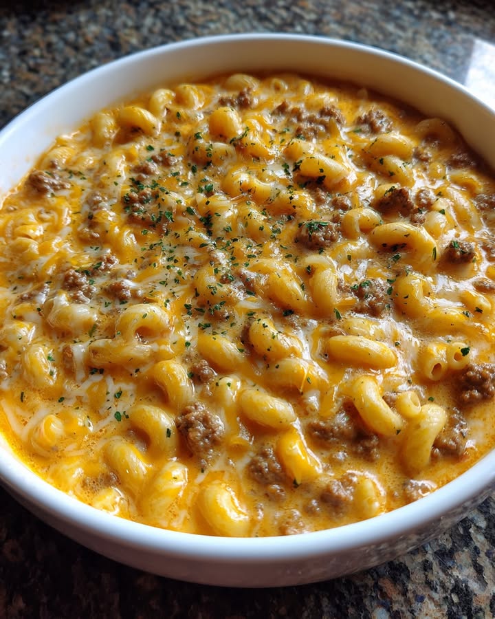 Macaroni Cheeseburger Soep