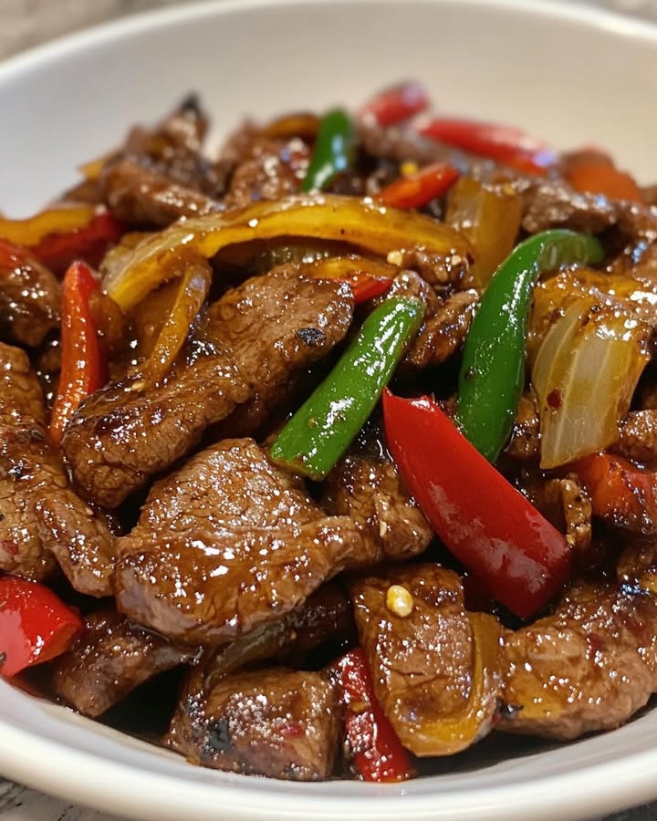 Pittige Zwarte Peper Rundvlees Stir-Fry