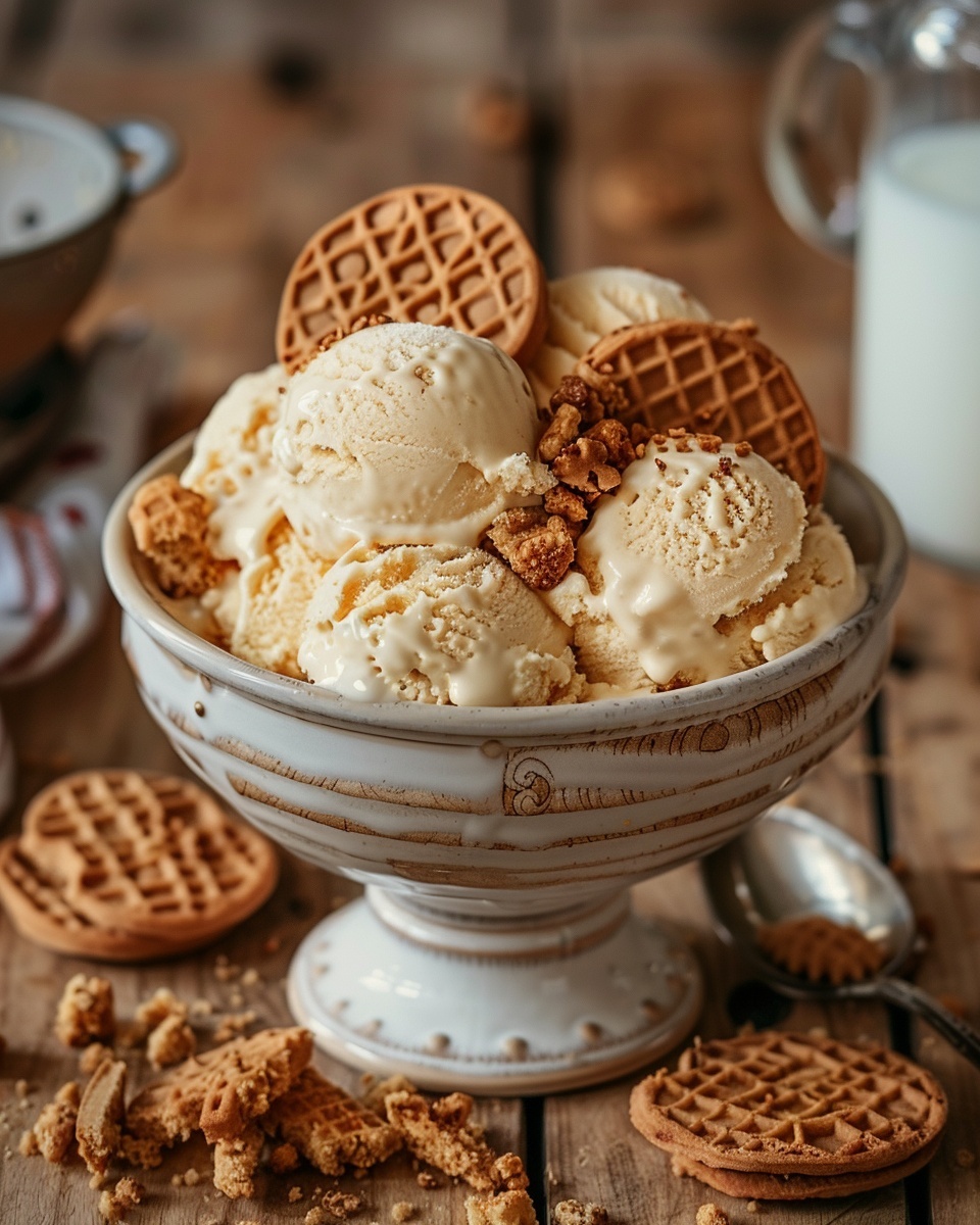 Speculaas-ijs met stroopwafel stukjes