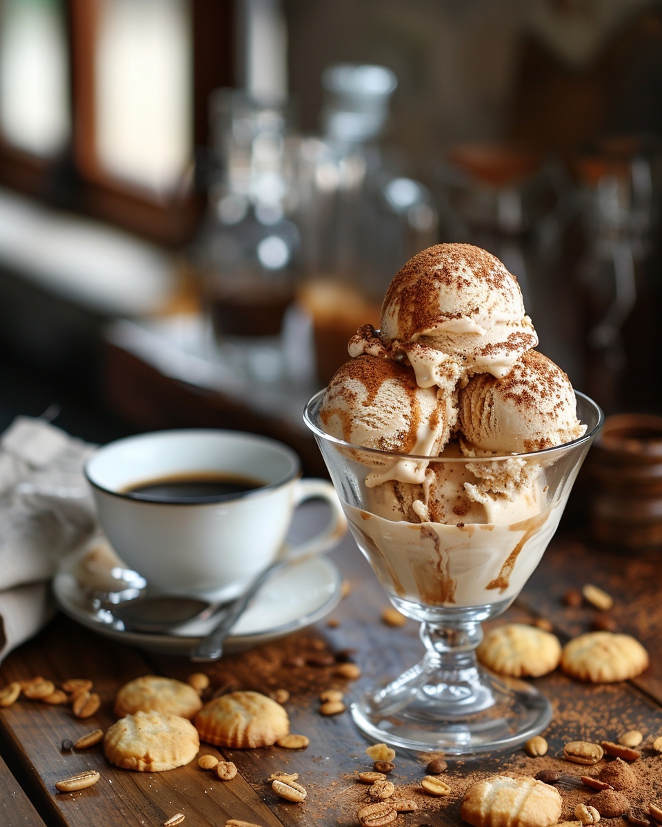 Tiramisu-ijs met amaretto en koffie