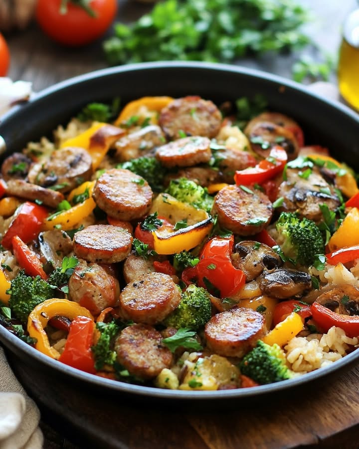 Worsten Groenten Pan