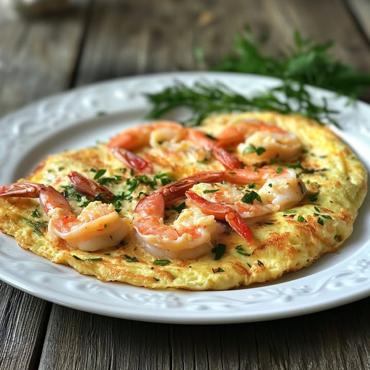 Garnierte Garnalenomelet