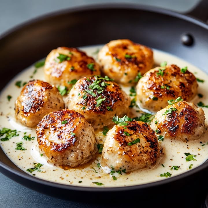Kruidige Kipballetjes Romige Saus