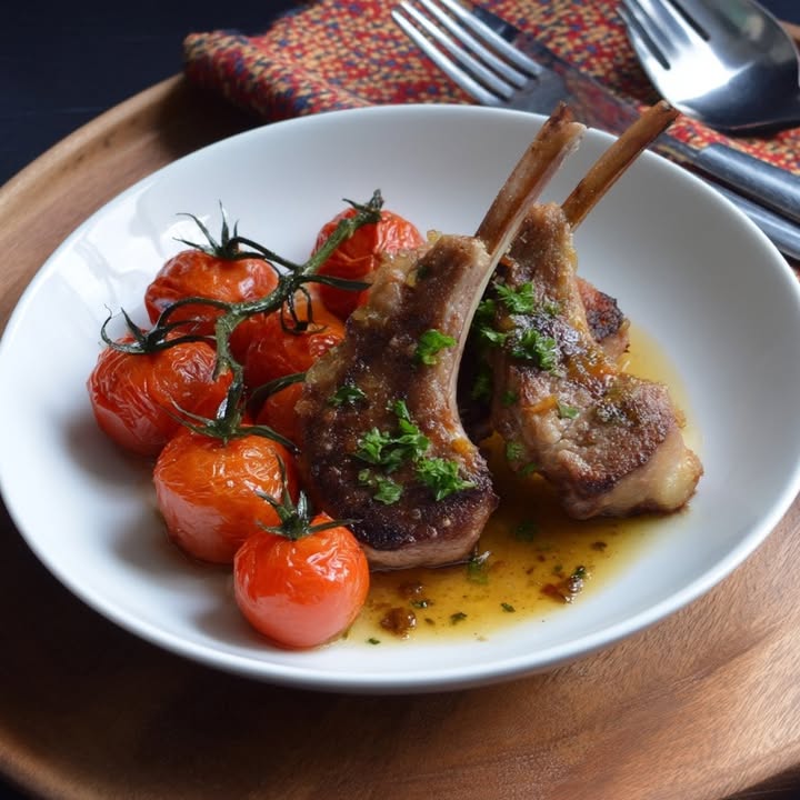 Lamskoteletten met tomaten