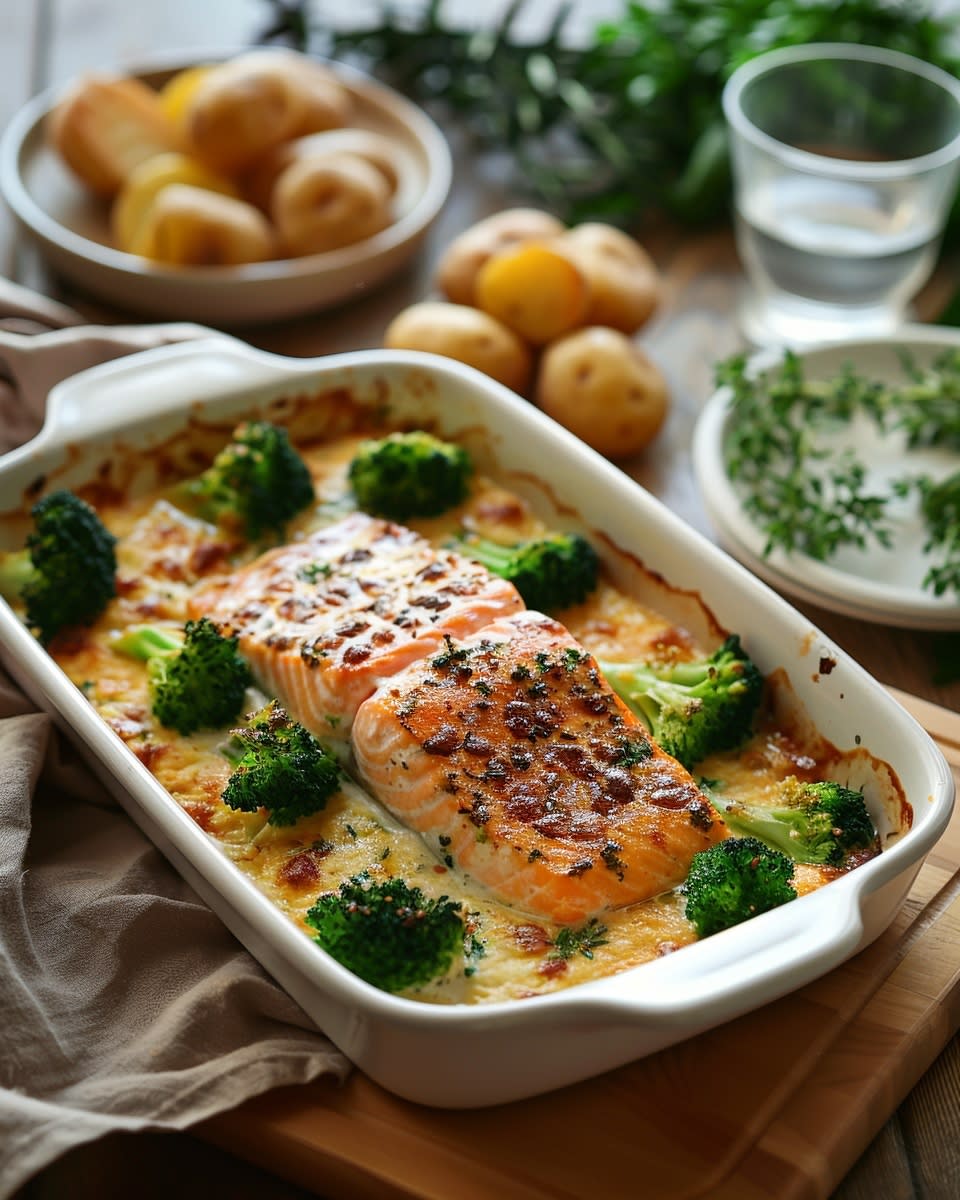 Ovenschotel met broccoli en zalm