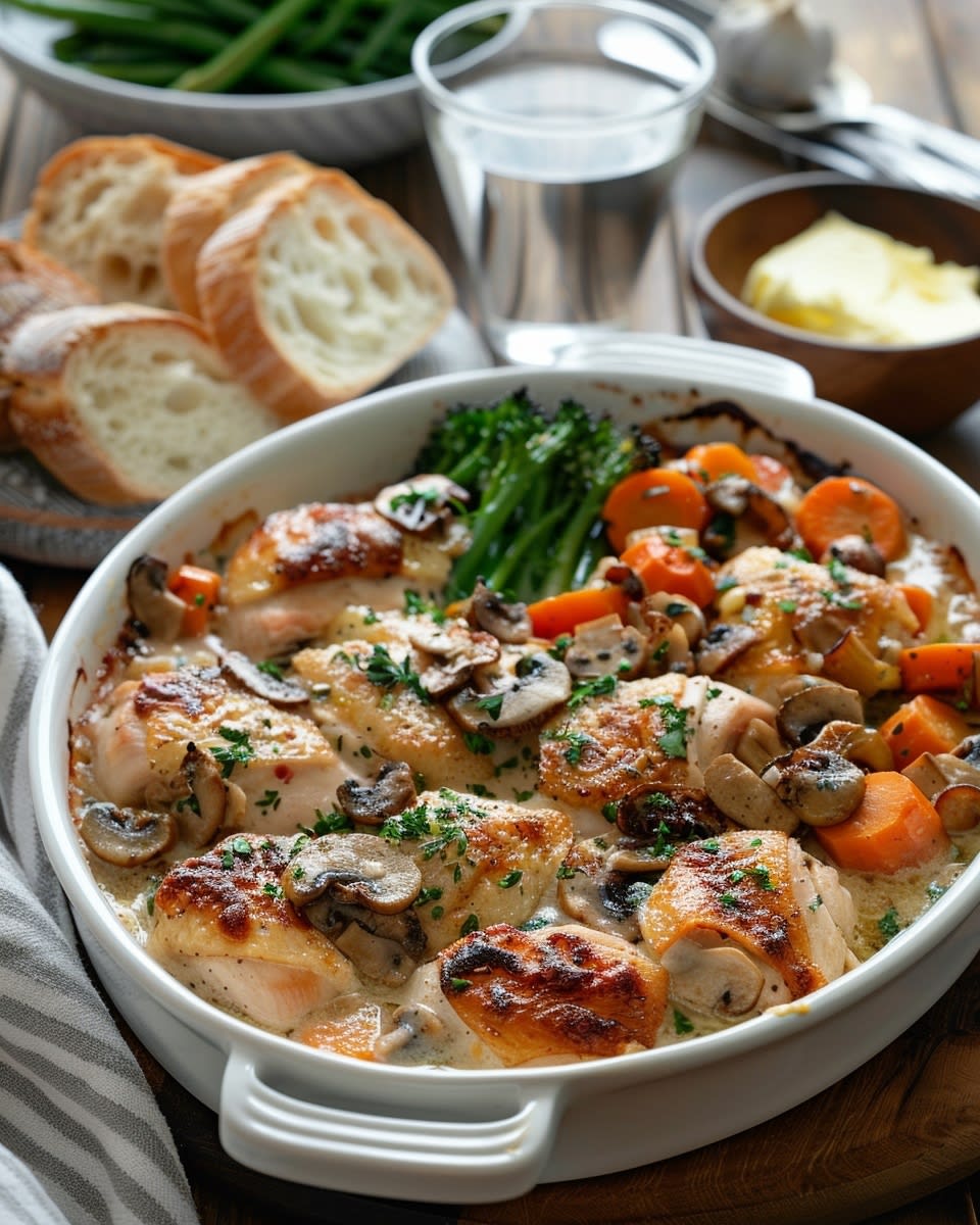 Ovenschotel met kip en champignons