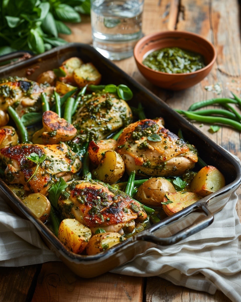 Ovenschotel met kip en pesto