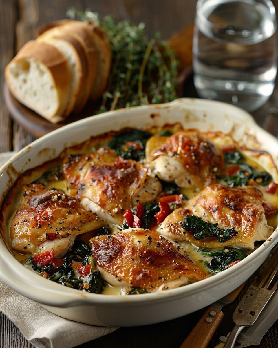 Ovenschotel met kip en spinazie