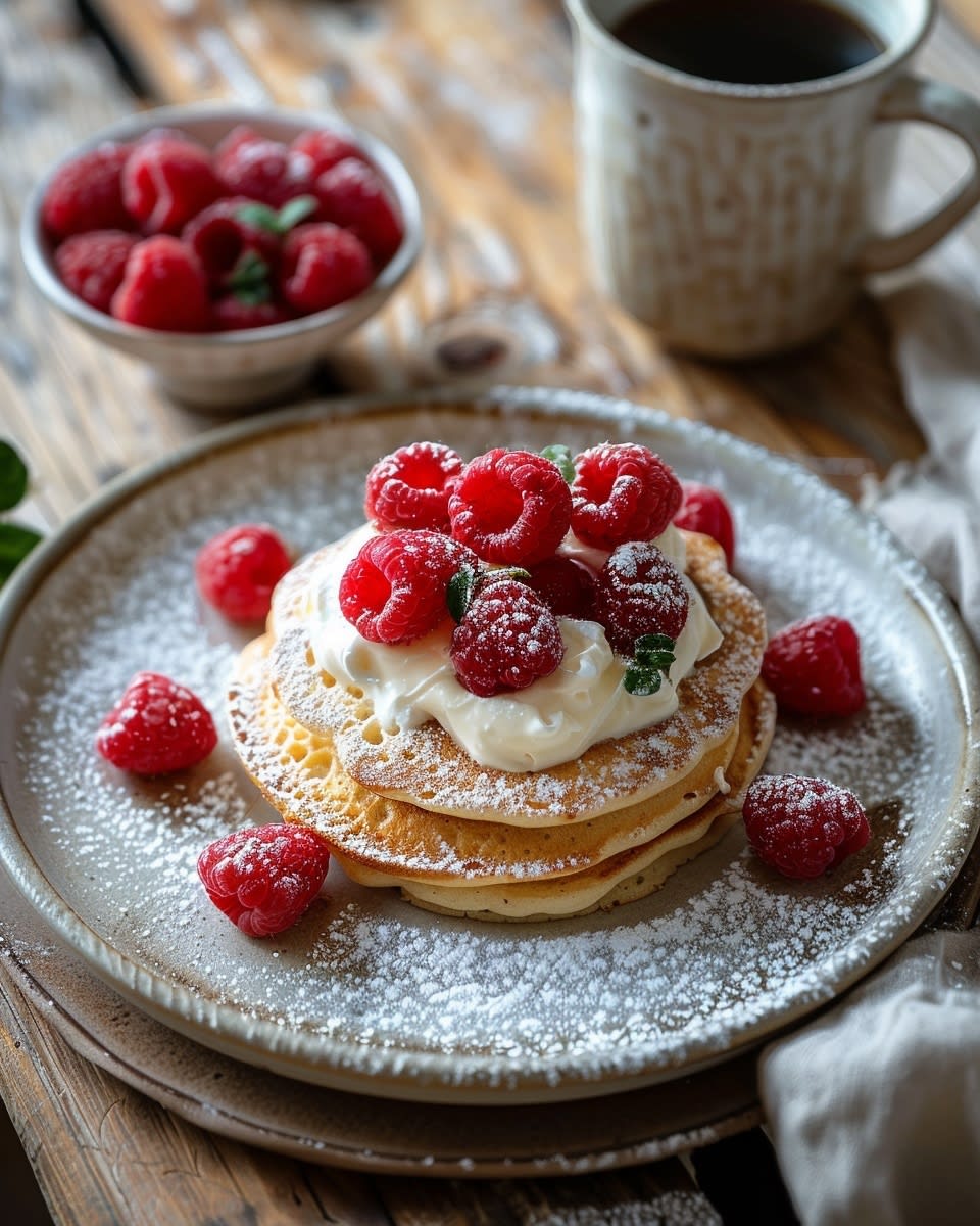 Pannenkoeken met mascarpone en framboos