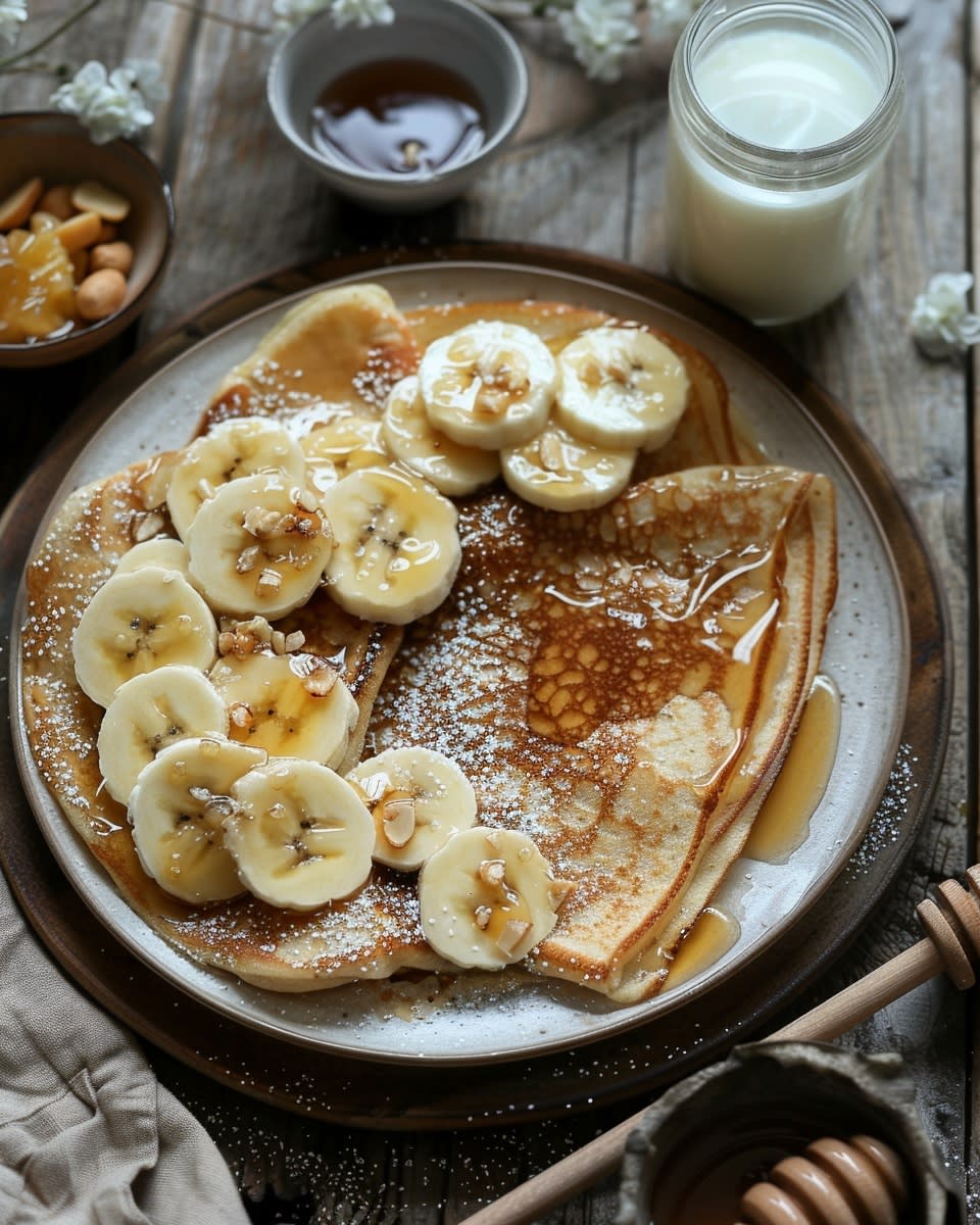 Pannenkoeken met pindakaas en banaan