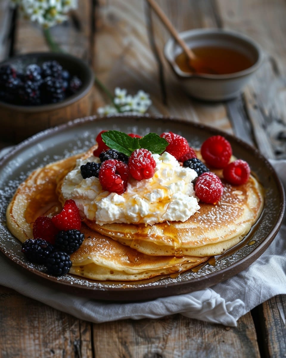 Pannenkoeken met ricotta en honing