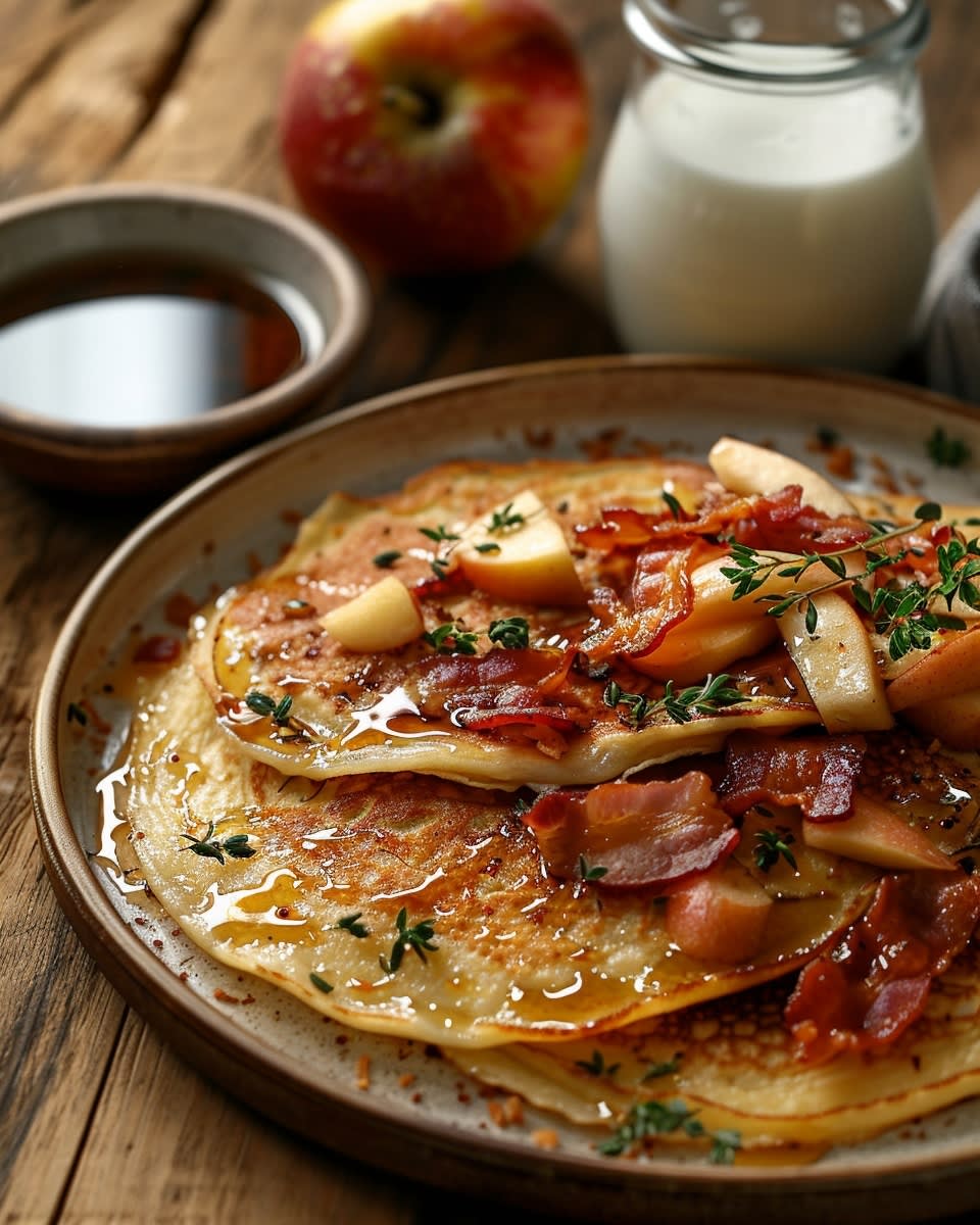 Pannenkoeken met spek en appel
