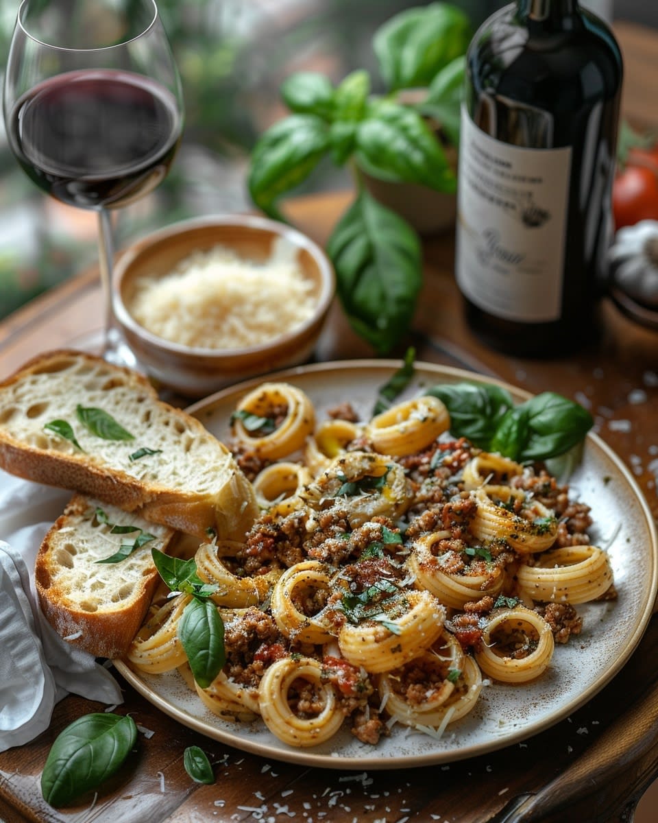 Pasta met gehakt en pesto
