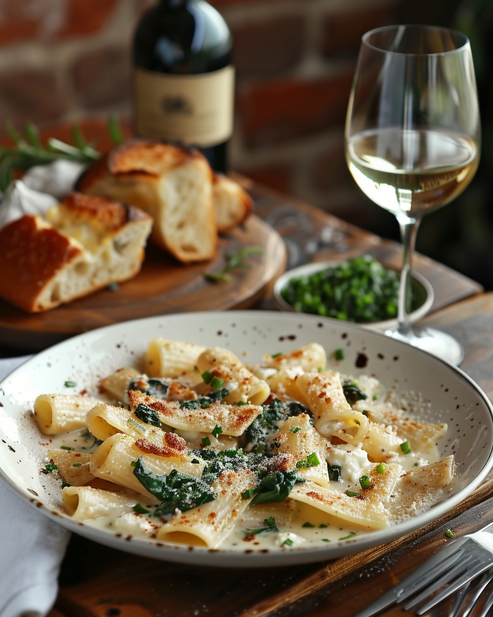 Pasta met spinazie en ricotta