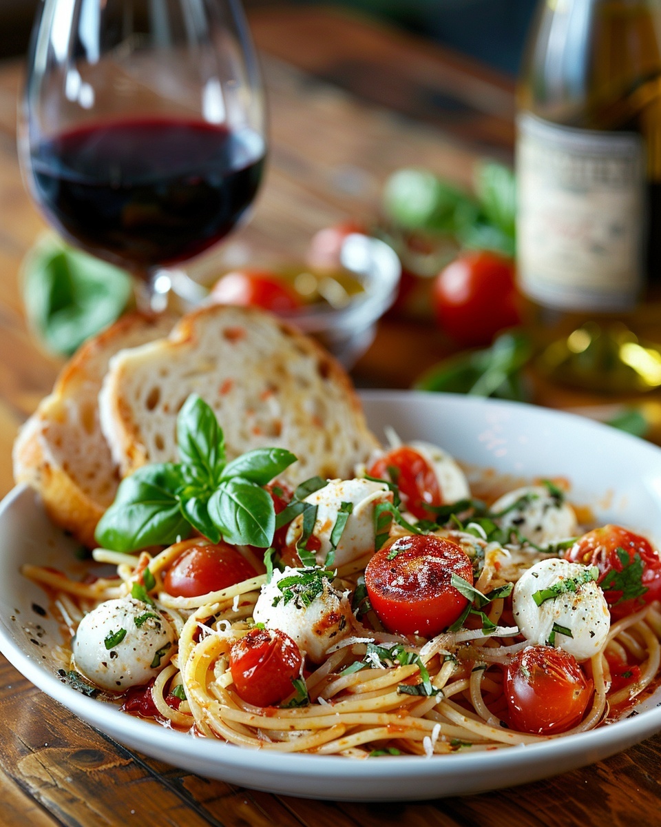 Pasta met tomaat en mozzarella