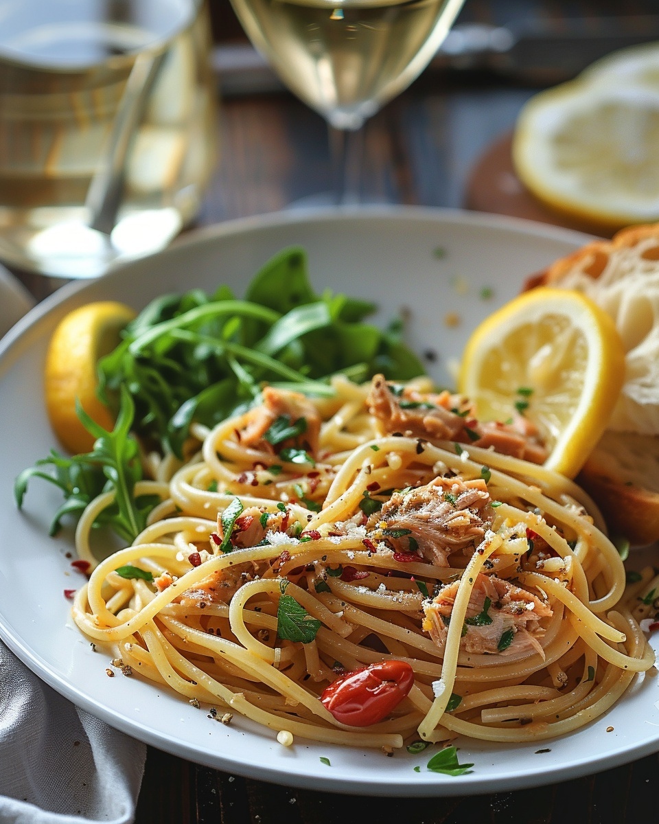 Pasta met tonijn en citroen