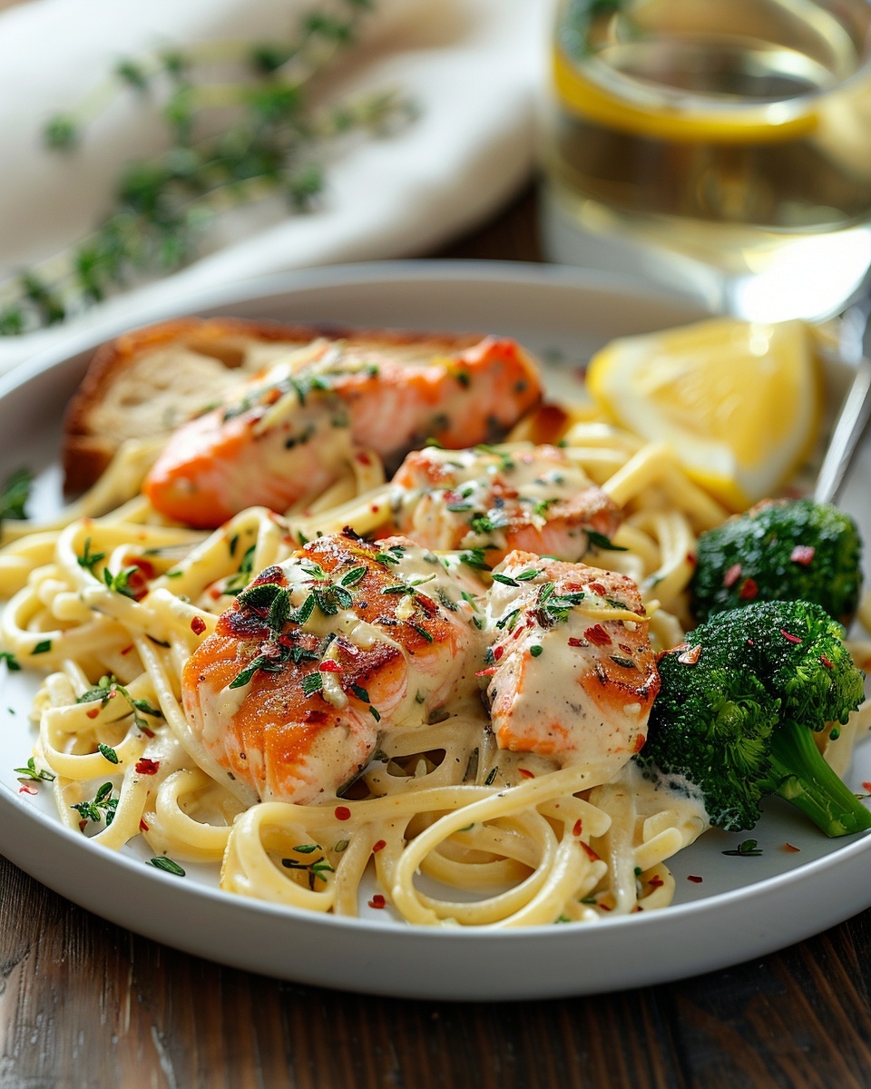 Pasta met zalm en citroen roomsaus