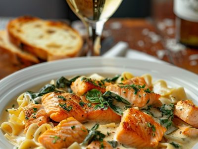 Heerlijke Romige Pasta met Zalm en Spinazie: Een Simpele, Voedzame Maaltijd