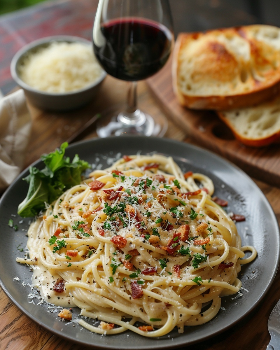 Romige spaghetti carbonara zonder room