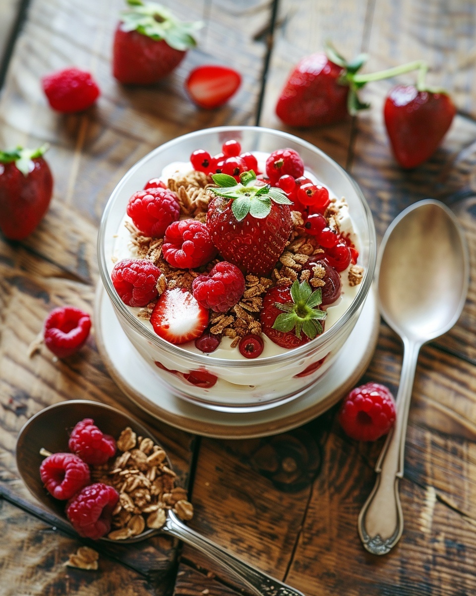 Yoghurt dessert met aardbei