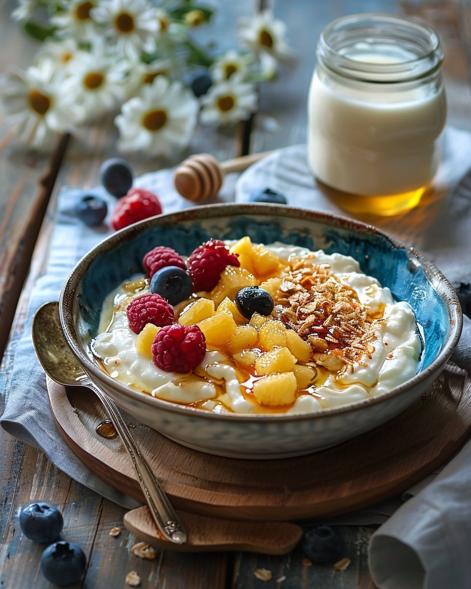 Yoghurt dessert met honing