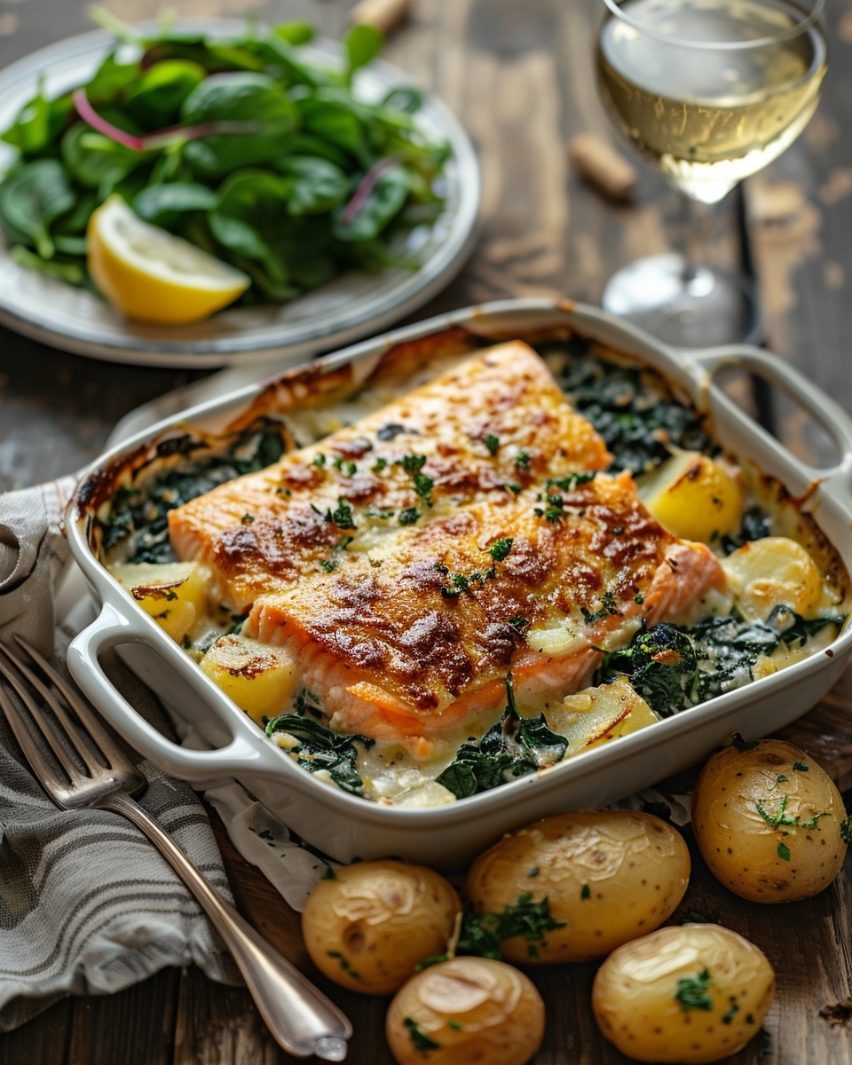 Zalm ovenschotel met spinazie