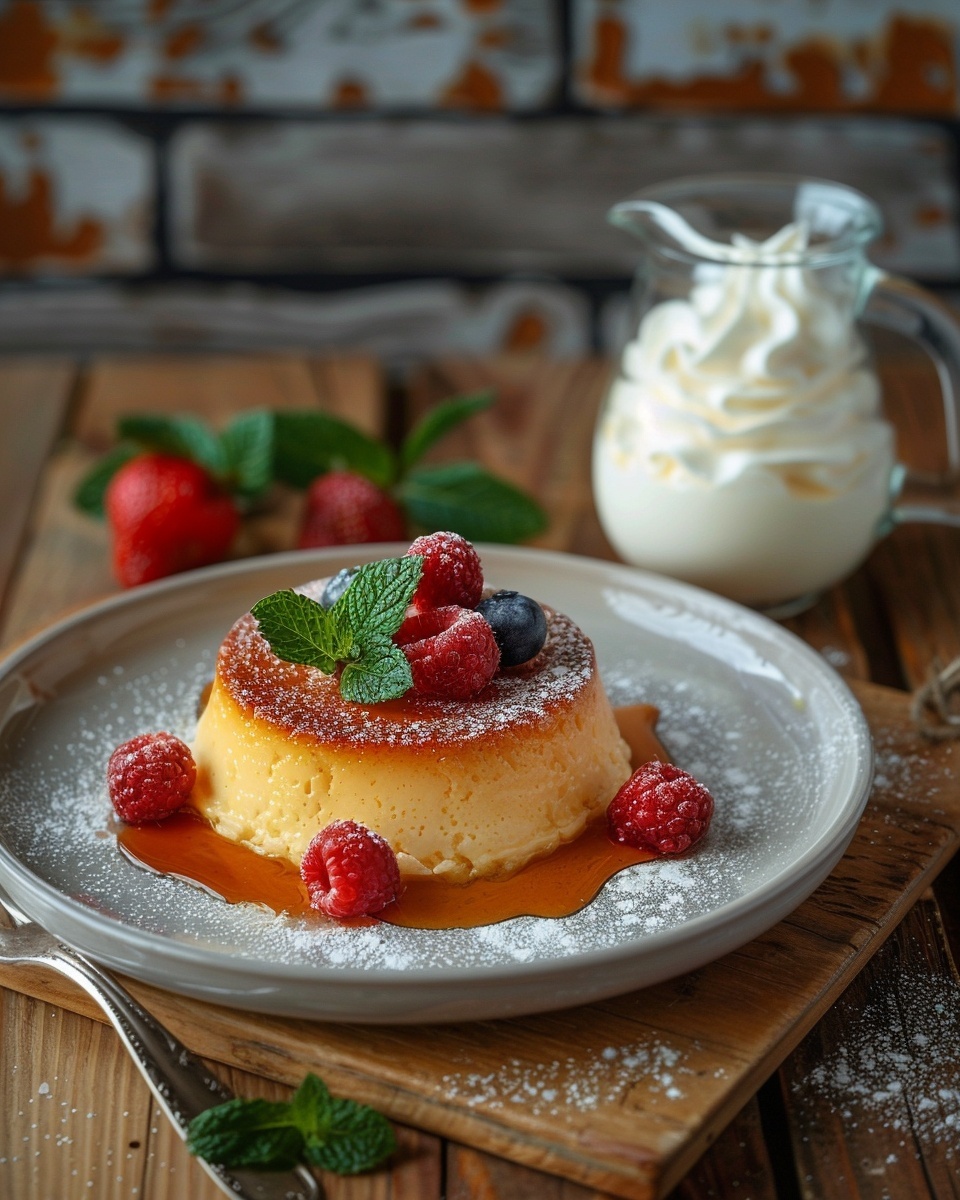 Zoete flan met vanille en zomerfruit