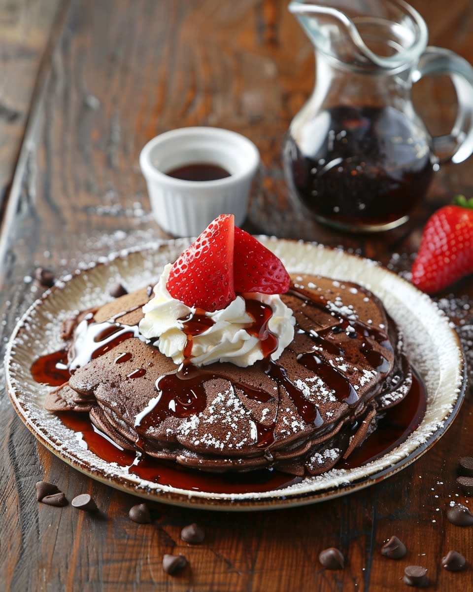 Chocolade pannenkoeken met slagroom