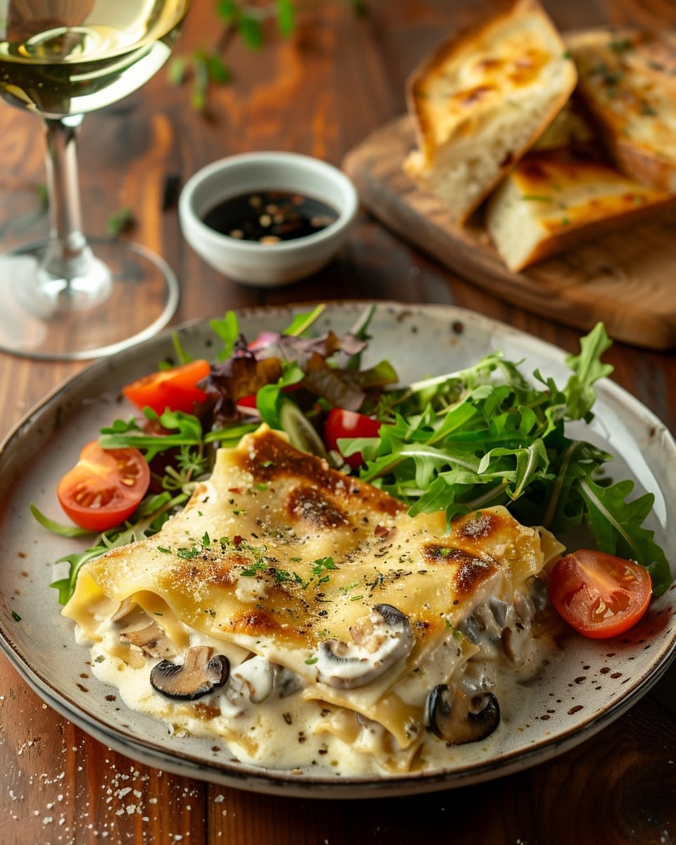 Lasagne met champignons en roomsaus