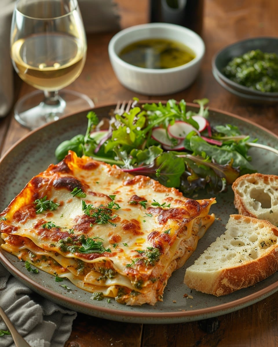 Lasagne met kip en pesto